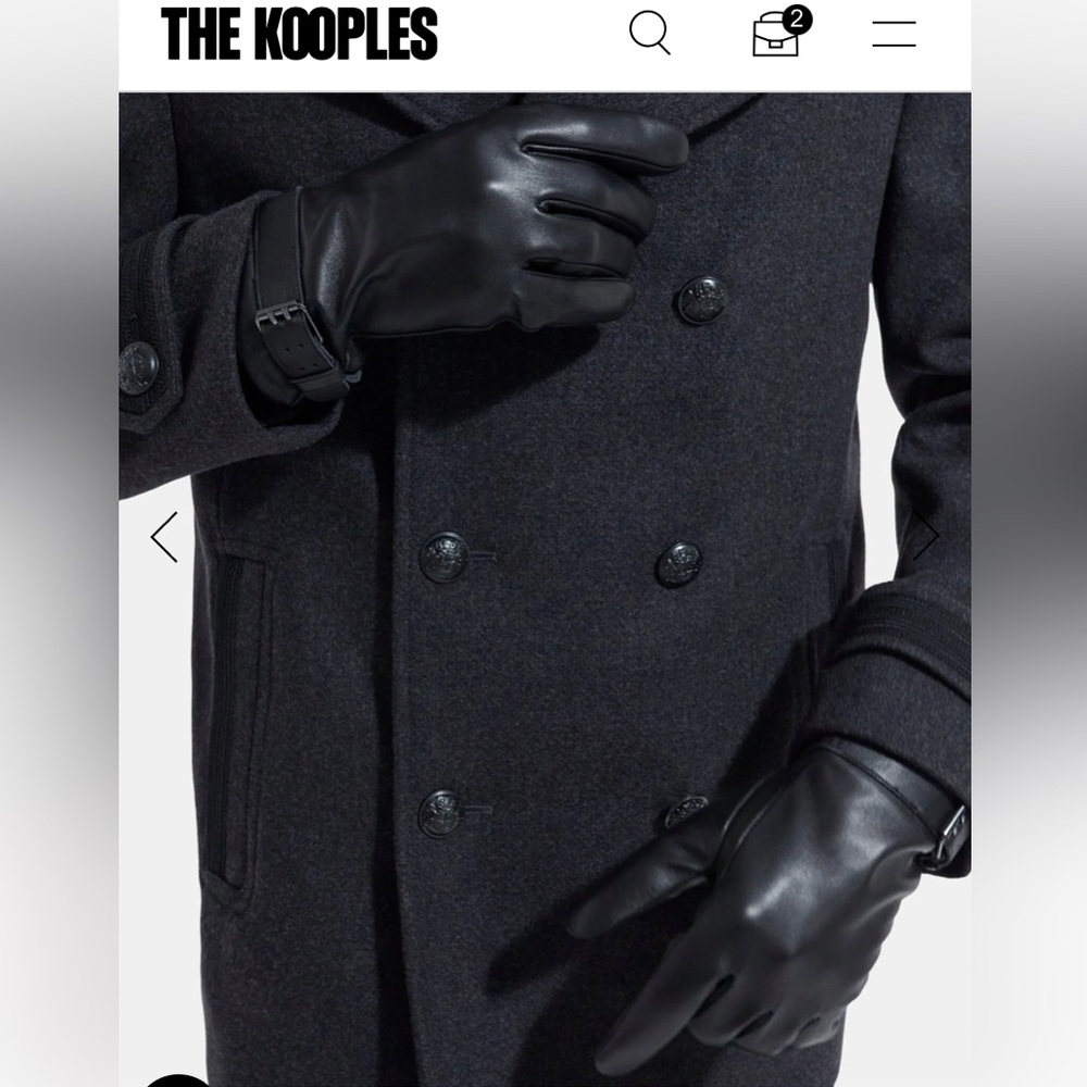 NWT THE KOOPLES BLACK LAMBSKIN SHEEPSKIN SHEEP LAMB SKIN DESIGNER LEATHER GLOVES